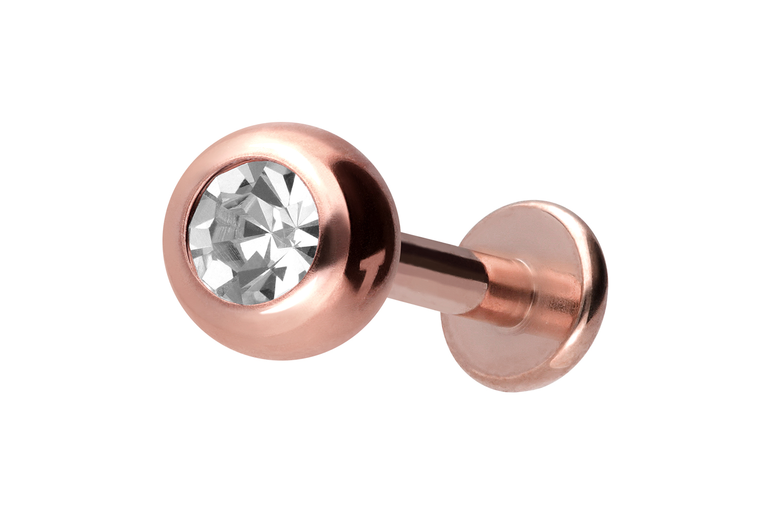 Titan Labret Piercing mit Innengewinde KRISTALL